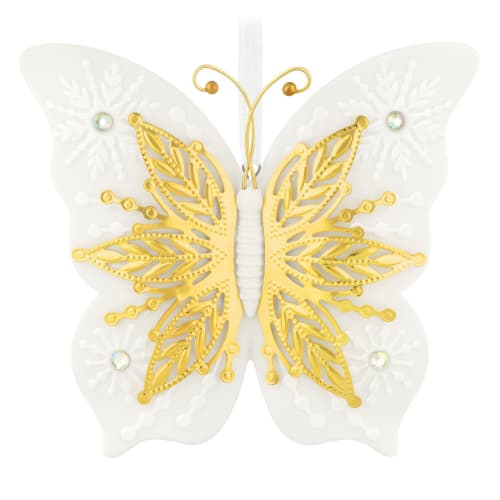 10th Anniversary Brilliant Butterflies Porcelain and Metal Ornament