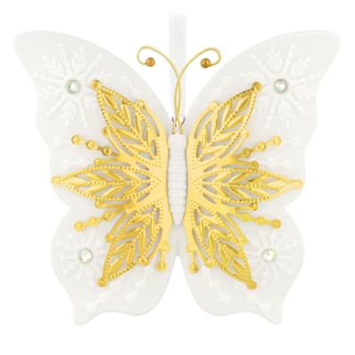 10th Anniversary Brilliant Butterflies Porcelain and Metal Ornament