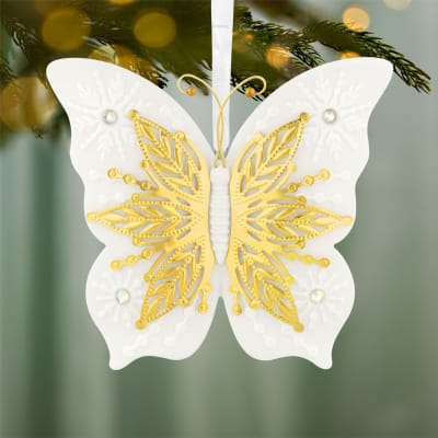 10th Anniversary Brilliant Butterflies Porcelain and Metal Ornament
