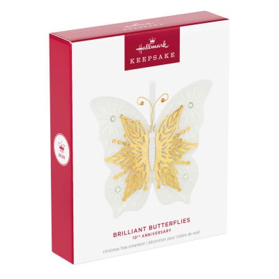 10th Anniversary Brilliant Butterflies Porcelain and Metal Ornament