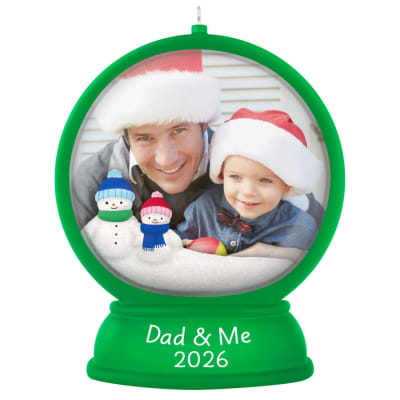 Dad and Me Snow Globe 2026 Photo Frame Ornament