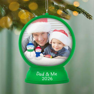 Dad and Me Snow Globe 2026 Photo Frame Ornament