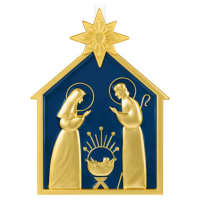 God So Loved the World Nativity Metal Ornament