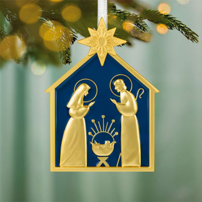God So Loved the World Nativity Metal Ornament