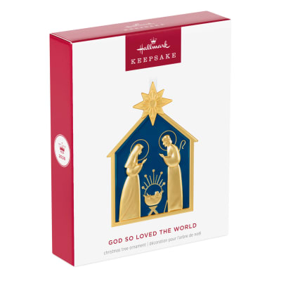 God So Loved the World Nativity Metal Ornament