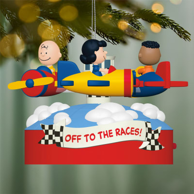 The Peanuts® Gang Off to the Races! Musical Ornament With Motion