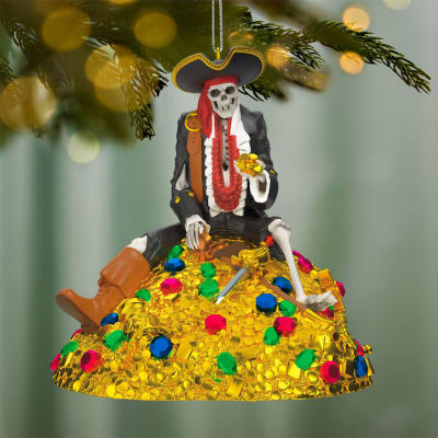 Disney Pirates of the Caribbean Collection Treasure Skeleton Ornament With Light and Sound