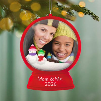 Mom and Me Snow Globe 2026 Photo Frame Ornament