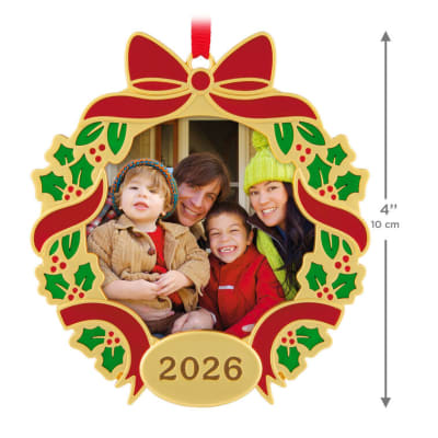Our Family Christmas 2026 Photo Frame Metal Ornament