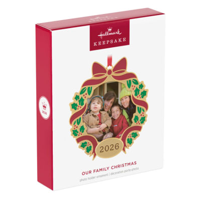 Our Family Christmas 2026 Photo Frame Metal Ornament