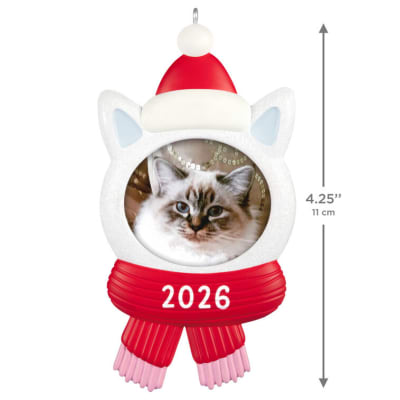 Snow Cat 2026 Photo Frame Ornament