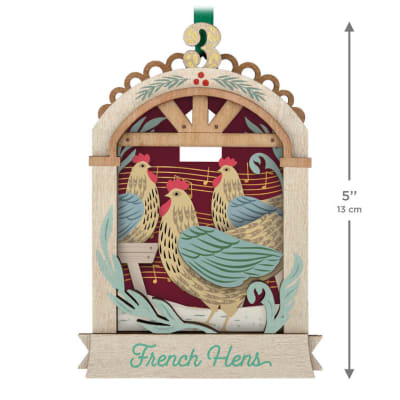 Twelve Days of Christmas French Hens Papercraft Ornament