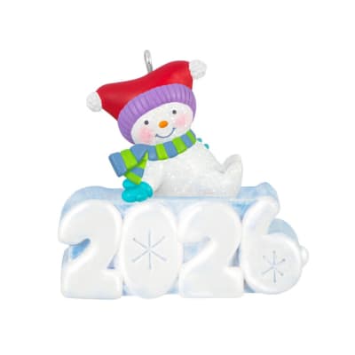 Mini A Snowy 2026 Ornament With Light, 1.25