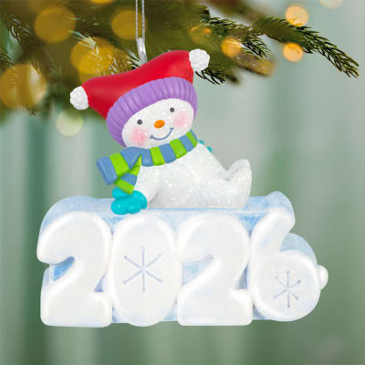 Mini A Snowy 2026 Ornament With Light, 1.25