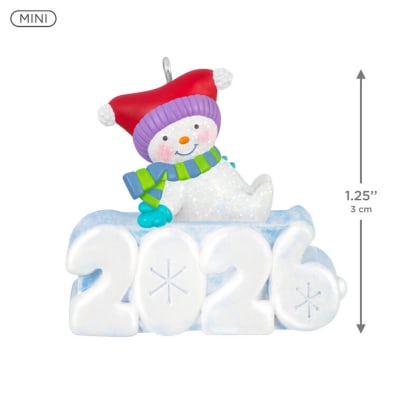 Mini A Snowy 2026 Ornament With Light, 1.25