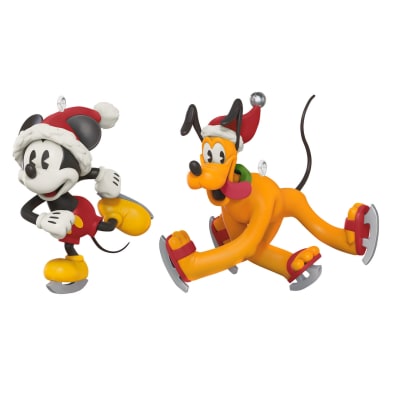 Mini Disney Mickey and Friends Gliding and Sliding Ornaments, Set of 2