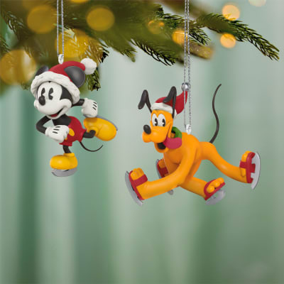 Mini Disney Mickey and Friends Gliding and Sliding Ornaments, Set of 2