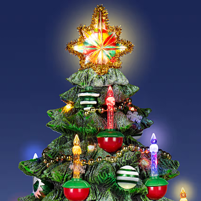 Thomas Kinkade 'Merry Memories' Bubble Light Tree Musical Illuminated Figurine