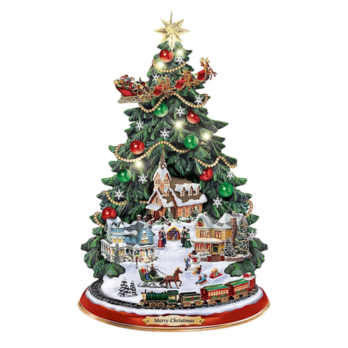 Thomas Kinkade Classic Christmas Tree Musical Illuminated Figurine