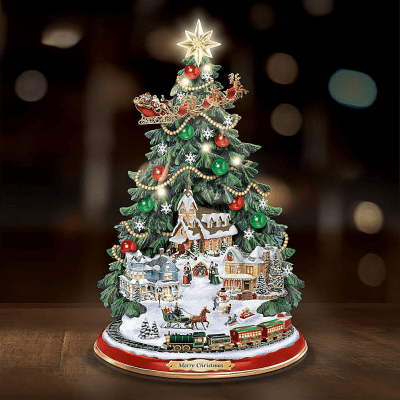 Thomas Kinkade Classic Christmas Tree Musical Illuminated Figurine