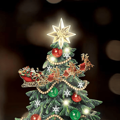 Thomas Kinkade Classic Christmas Tree Musical Illuminated Figurine