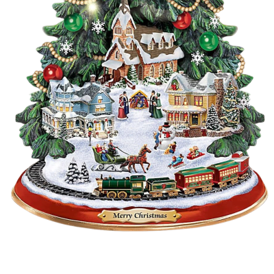 Thomas Kinkade Classic Christmas Tree Musical Illuminated Figurine