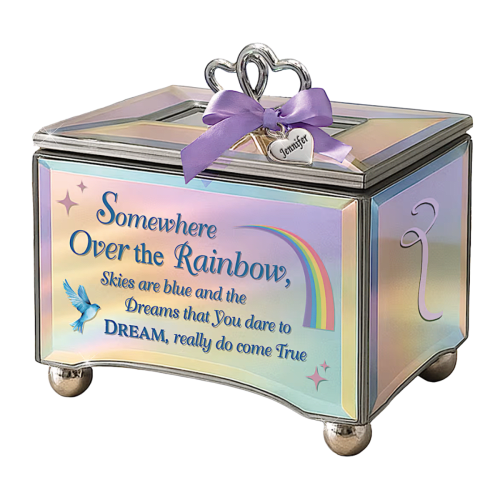 Somewhere Over The Rainbow Mirrored Glass Rainbow Musical Box Figurine