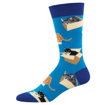 Socksmith Men's 'Cat In A Box' Brown Heather Socks