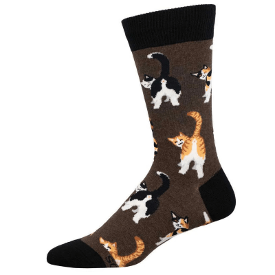 Socksmith Men's 'Cat Butts' Brown Heather Socks