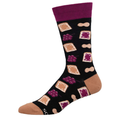 Socksmith Men's 'Peanut Butter Jelly Time' Black Socks