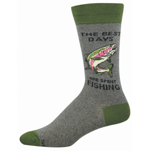 Socksmith Men's 'Days Spent Fishing' Gray Heather Socks