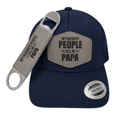 People Call Me Papa Navy Retro Trucker Cap + Bottle Opener