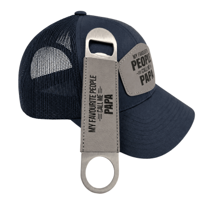 People Call Me Papa Navy Retro Trucker Cap + Bottle Opener
