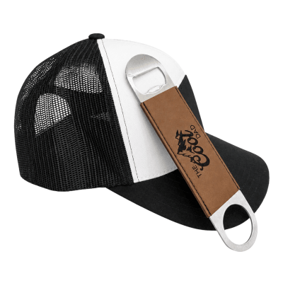 The Cool Dad Black & White Retro Trucker Cap + Bottle Opener