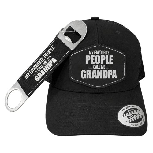 People Call Me Grandpa Black Retro Trucker Cap + Bottle Opener
