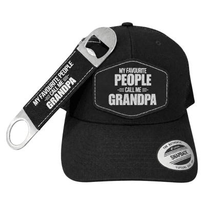 People Call Me Grandpa Black Retro Trucker Cap + Bottle Opener