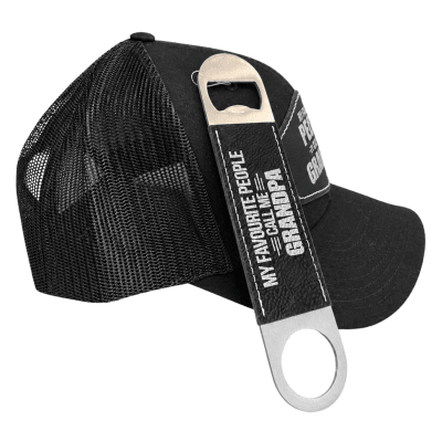 People Call Me Grandpa Black Retro Trucker Cap + Bottle Opener