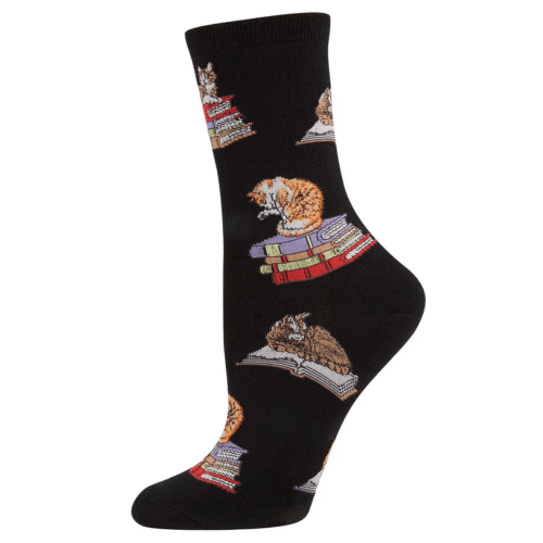 Socksmith Women's 'Cats On Books' Black Socks