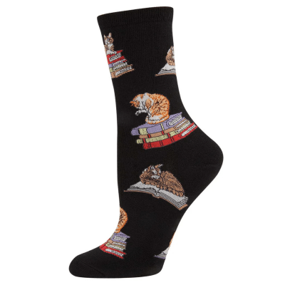 Socksmith Women's 'Cats On Books' Black Socks