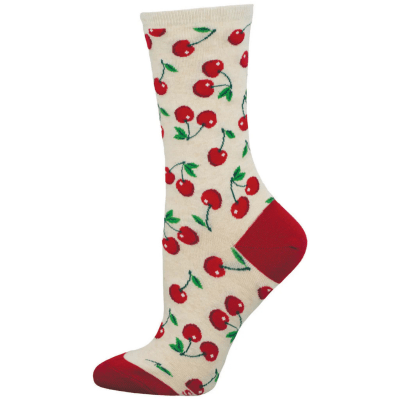 Socksmith Women's 'Absolutely Cherry' Ivory Heather Socks