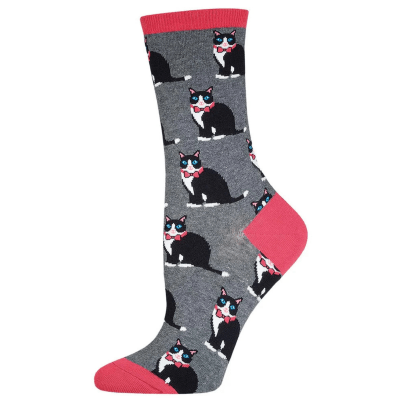 Socksmith Women's 'Tuxedo Cats' Gray Heather Socks