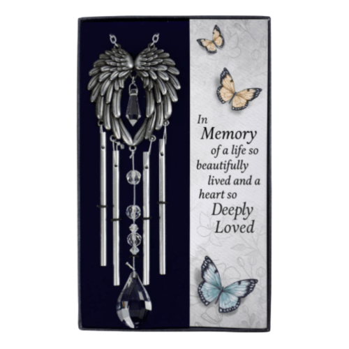 Memorial Wings 'In Memory' Metal and Crystal Wind Chimes