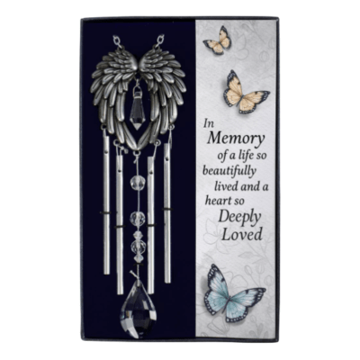 Memorial Wings 'In Memory' Metal and Crystal Wind Chimes