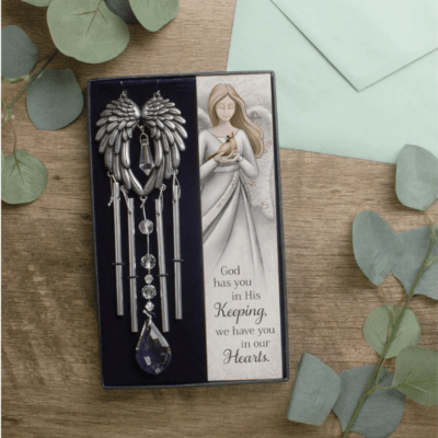 Memorial Wings 'God Has You In His Keeping' Metal and Crystal Wind Chimes