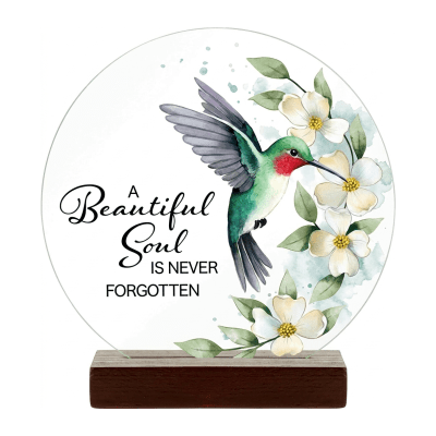 Memorial 'A Beautiful Soul' Round Glass Sign