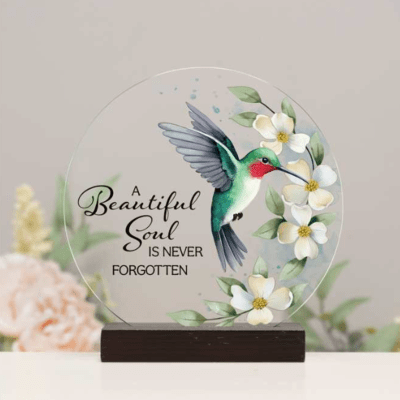 Memorial 'A Beautiful Soul' Round Glass Sign