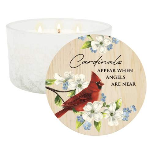 Memorial 'Cardinals Appear When Angels Are Near' 3-Wick Candle