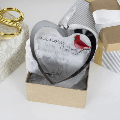 Always By Your Side Memorial 'In Loving Memory' Mirrored Glass Ornament