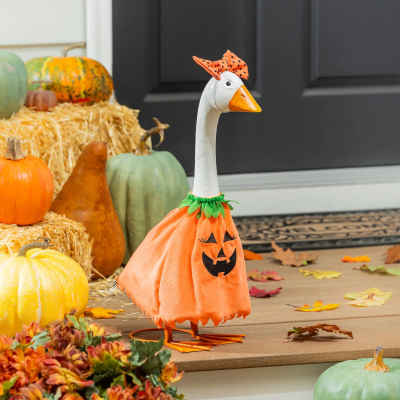 Giddy the Goose | Porch Goose Outfit, Pumpkin Poncho