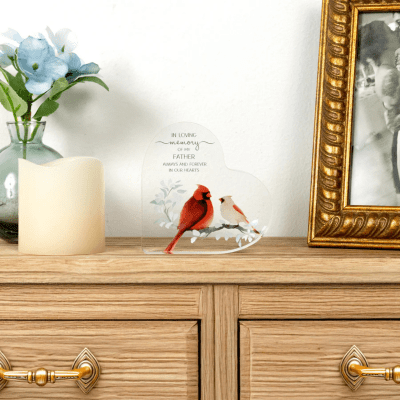 Always By Your Side Memorial 'Loving Memory Father' Acrylic Heart Plaque
